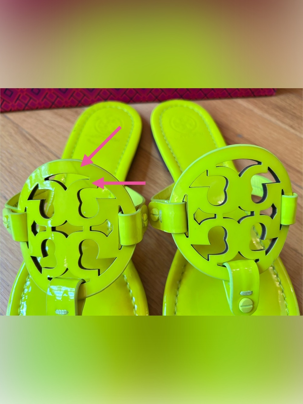 Tory Burch Neon Fluorescent Yellow Patent Leather Miller Sandals - Picture 6 of 13